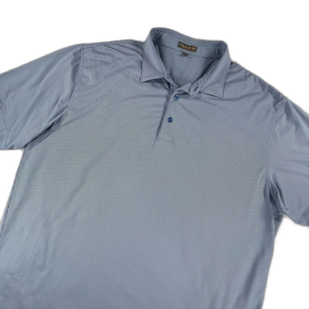Peter Millar Summer Comfort XXL Polo Shirt Blue White Stripe Golf Performance